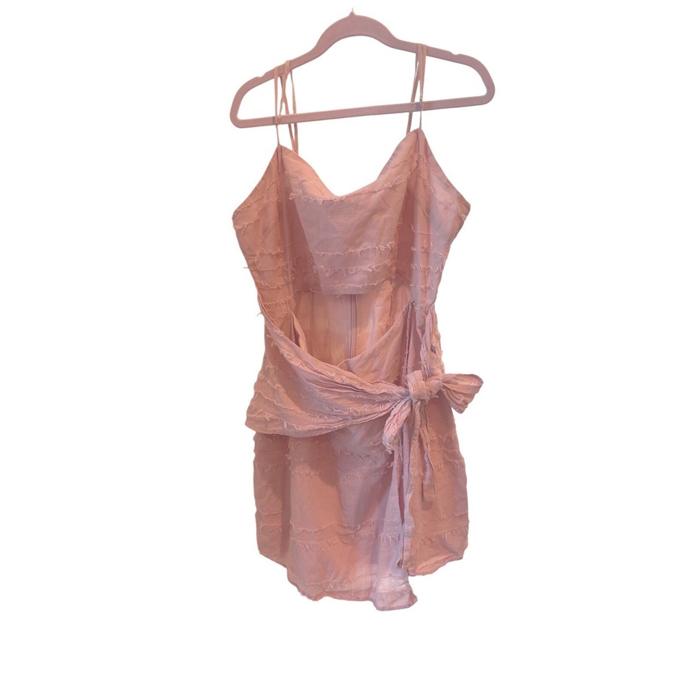 Cotton Candy LA Pink Fringe Cutout Mini Dress Side Tie Sleeveless Medium